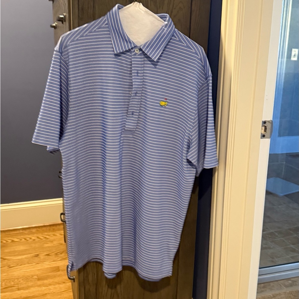 Masters Donald Ross Blue and White Striped Polo Shirt with Classic Collar